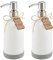 ALTGLAS Dispensador de Jabón 'Sarajevo' de Botella de Cristal Blanco con Cabezal de Bomba de Acero INOX y Posavasos de Silicona (2 Piezas a 500 ml)