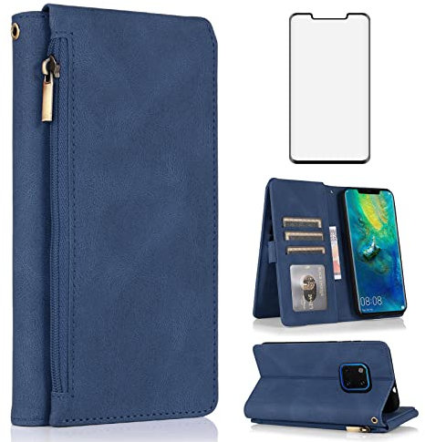 Compatibile con Huawei Mate 20 Pro Custodia a portafoglio in vetro temperato Protezione dello schermo con cerniera in pelle Flip Cover Supporto per carte Accessori per cellulari Telefono per Hawaii