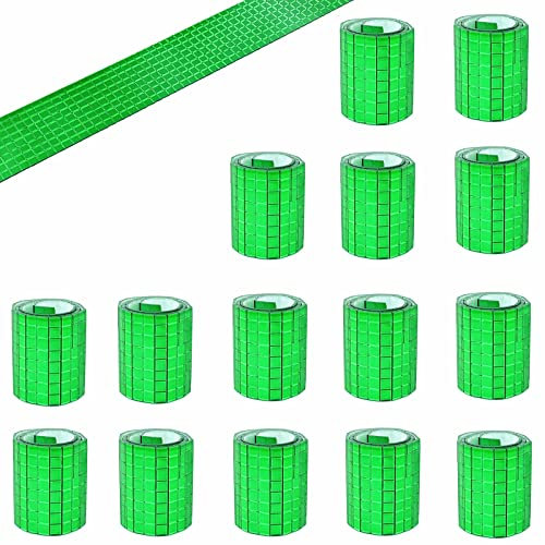 7200 mattonelle a mosaico a specchio, autoadesive, in vero vetro quadrato, per fai da te, argento e oro rosa, 15 fogli (verde)