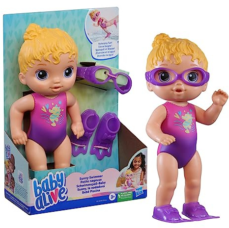 Baby Alive Schwimmspaß-Baby Puppe, 25 cm große Wasserspaß Babypuppe, für Kinder ab 3, Baby Alive Puppe, blondhaarig