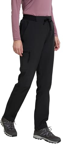 Mountain Warehouse Adventure Water Resistant Womens Trousers - Windproof & Fleece Lined with Elastic Waistband & Lots of Pockets - Best for Spring Summer & Outdoors