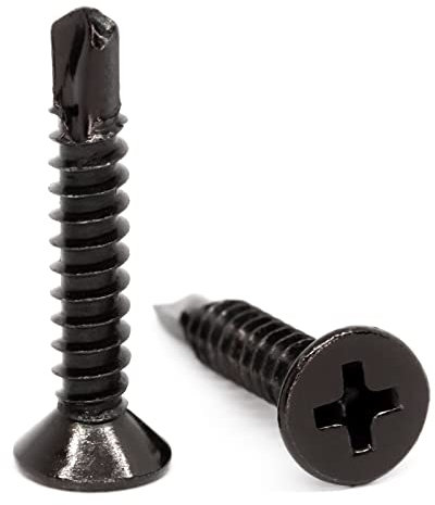 Viti autofilettanti a testa piatta in acciaio al carbonio autofilettanti per lamiere metalliche e finestre per tetti (confezione da 50) (4,8 mm x 19 mm)