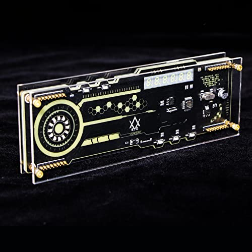 Vastarry Desktop RGB Uhr Cyberpunk Stil Uhr DIY Handgemachte LED Desktop Atmosphäre Uhr Dekoration Zubehör (L)