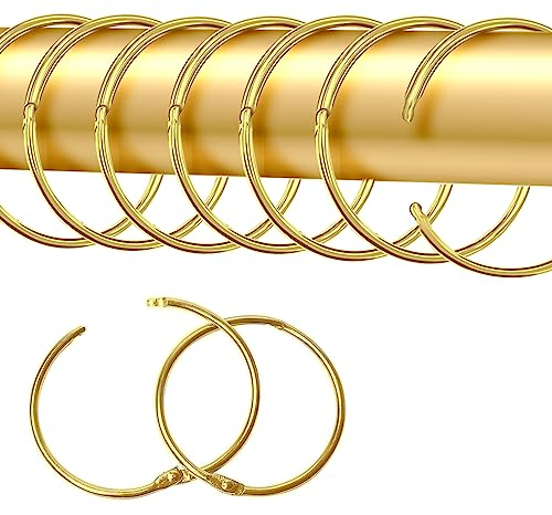 20 Stück gardinenringe zum öffnen,50mm Gardinenringe Vorhangringe,Rundringe Vorhang Clips Duschvorhang Metallklammern für Vorhänge und Gardinenstangen(golden)