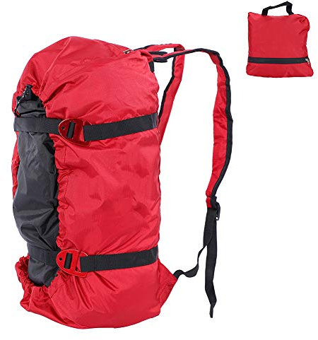 Rock Climbing Rope Bag Waterproof Folding Shoulder Backpack with Ground Sheet, Buckles and Carry Straps Folding Shoulder Strap for Outdoor Camping Hiking(Red)