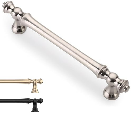 9BUILD 6 Stück Schrankgriffe Gebürsteter Nickel Lochabstand 128mm Griffe für Küchenschränke Zinklegierung Möbelgriffe Küchengriffe griffe möbel Küchenschrank Schranktürgriffe EU0040