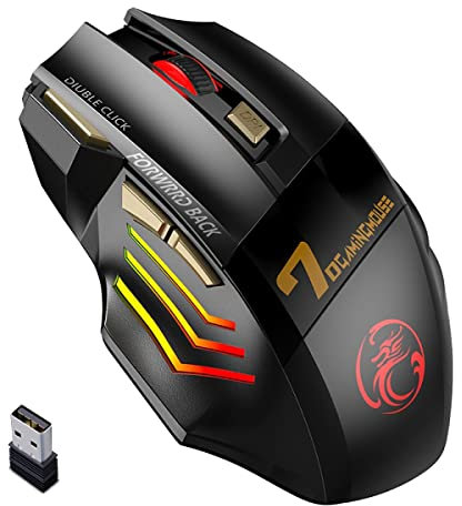 Hundnsney Vklopdsh Wireless Gamer Mouse for Computer 2.4G RGB Ricaricabile Gaming Mouse Bluetooth USB Mouse Silent Ergonomic Mice