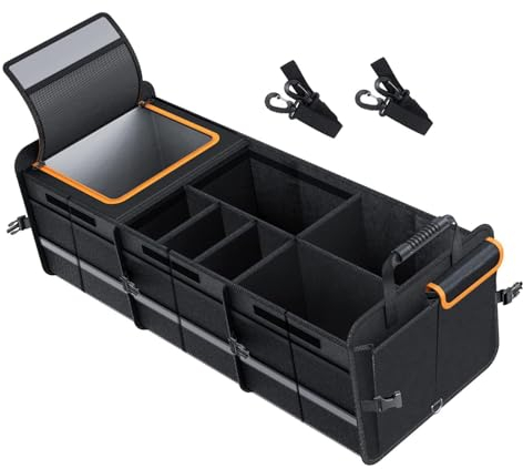 IGTOPS Organizador de maletero, organizador de maletero de coche con tapa, bolsa plegable para maletero, organizador de coche (30 x 35 x 88 cm)