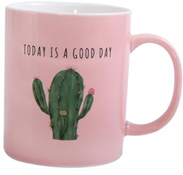 HEMOTON Taza De Cerámica Rosa Diseño De Cactus Para Café Té y Bebidas Apta Para Uso Diario Casa y Oficina Cómoda y
