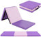 GOPLUS Tapis de Gymnastique Pliable, 5cm d'Épaissuer, 3 Plis&Poignées Latérales, Matelas d'Entraînement Portable avec Fermeture Auto-agrippante Magique,180x60x5cm(Violet+Rose)