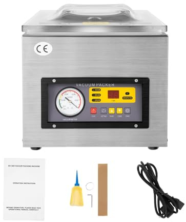 HINOPY Vakuumiergerät, 120W DZ-260S Profi Industriell Vakuumierer Edelstahl Tisch Vakuummaschine Packmaschine 26cm Folienschweißgeräte für Lebensmittel Medikamente und elektronische Komponenten