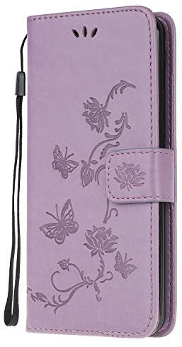 Wuhaizher Honor Magic 6 Lite Case Shockproof Leather Wallet Book Flip Folio Magnetic Clasp Stand View Case for Honor Magic 6 Lite Phone Cases Shockproof Cover Cute Lotus Pattern, Light Purple