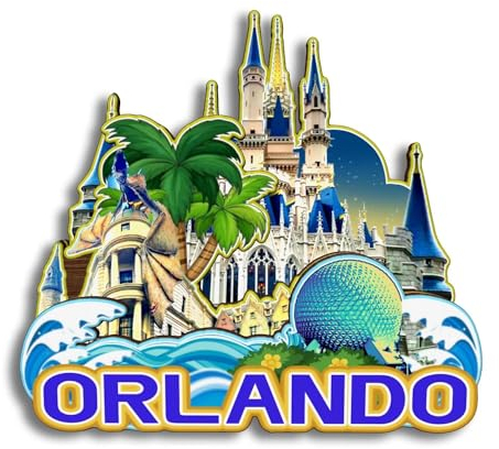 Quwsne Refrigerator Magnet Orlando Florida United States Fridge Magnet City Travel Souvenirs Tourist Gifts 3D Classic Landmarks Handmade Crafts Home Decoration -171, QS-WC-171