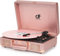 Reproductor de discos de vinilo portátil de 3 velocidades con altavoces integrados, conector para auriculares de 3,5 mm, entrada RCA/Aux, placa giratoria clásico impulsada por correa, oro rosa rosa