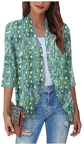SCBFDI Cardigan Elegante Donna, Cardigan Kimono Per le Donne Cardigan Aperto Con Volant, Casual, Manica 3/4, Maglioni Leggeri, Spolverino, Ragazze, Moda., Giacca Fucsia Donna, Incrociatina Donna