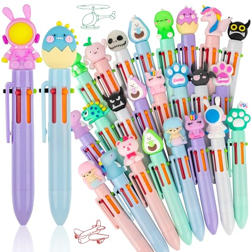 26 Penne Multicolore 6 In 1, Penna Multicolore 6 Colori, Penne Gadget Compleanno Bambini,Penne Animali Kawaii - Ideali per Compleanni, Feste, Regali e Gadget