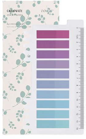 Ordinate 200 Stück Sticky Notes, Transparent Haftnotizen zum Markieren, Haftstreifen, Seitenmarkieren, Ästhetischer Haftnotizzettel, Full Color of Gradient (L-200 Stück Blueberry Mist)