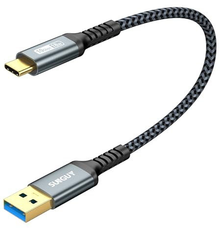 SUNGUY Cavo USB Type-C Corto, 2 pezzi 30CM 10 Gbps Cavo USB C to USB Compatibile con Galaxy S21A52, Redmi Note 11, SSD, Google Pixel 8/8 Pro, MacBook Pro 2020, Android Auto