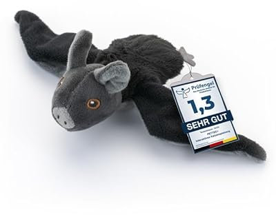 PetTec - Plush Toy Fledermaus Katzenspielzeug interaktiv zur Selbstbeschäftigung - Plüschtier Katze beweglich & mit USB-C aufladbar inkl. Katzenminze - Weckt Jagdinstinkt mit Piepton & Flügelschlag