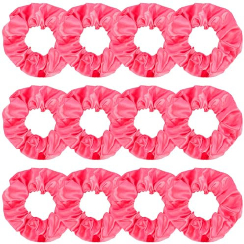 KICOSY 12 elastici per capelli rosa scuro, colore rosa scuro, senza danni, per coda di cavallo, accessori per capelli rosa per San Valentino, bomboniere per feste di compleanno