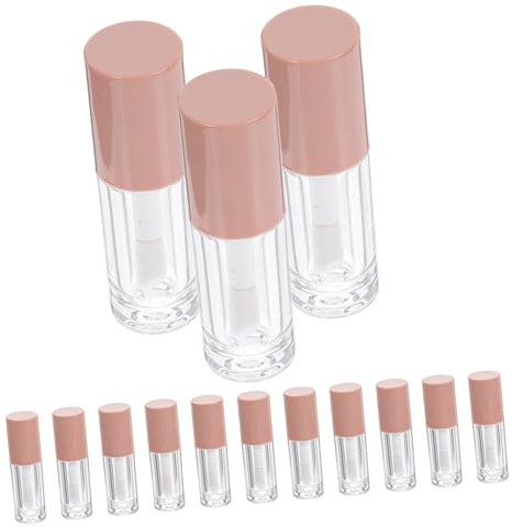 CANIGHT Contenedores Portátiles Paquete de 14 Tubos de Brillo de Labios Vacíos de 6 Ml con Pincel Color Rosa Rellenables a Prueba de Fugas