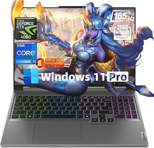 Lenovo Legion 5i Ordinateur portable de jeu 16 – Intel Core i9-14900HX, 165 Hz FHD, GeForce RTX 4060, 32 Go de RAM DDR5 | SSD 2 To, clavier rétroéclairé, Win11 Pro, Office Lifetime, avec USB et