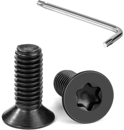 Tunejoy Vis à Tête Fraisée Torx M6 x 16 mm Noir Vis à Six Pans Creux en Acier Inoxydable A2 V2A à Tête Fraisée Métaux avec Clé T30 Filetage Complet 20 Pièces