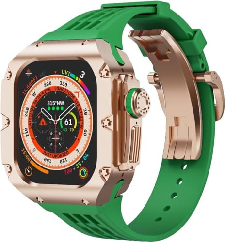 BCMCBV Cassa dell'orologio in lega di titanio + kit di aggiornamento per cinturino per Apple Watch Ultra 2 49 mm, cinturino di ricambio in metallo stile RM da uomo, For Ultra 49mm, Agata