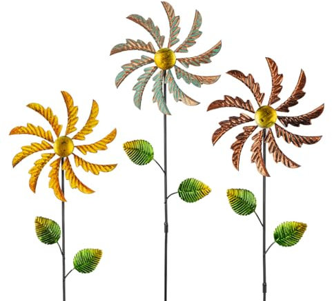 Stargarden Lot de 3 moulins à vent en métal pour jardin, cour, petits moulins à vent décoratifs pour cour, pelouse, terrasse