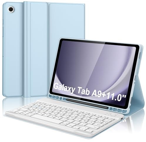 WAVATA Tastiera per Lenovo Tab P12 2023 12.7, Custodia Tastiera per Lenovo Tab P12 2023 Bluetooth Magnetica Staccabile Cover con Tastiera QWERTY Layout, Blu