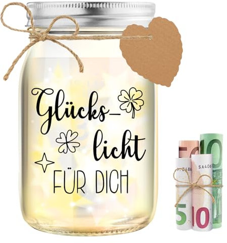 HSDSH LED Flaschenlicht Glückslicht, Geldgeschenke Geburtstag Glückslicht Dekolicht, Geburtstag Geschenk für Frauen Freundin Schwester Lieblingsmensch, Geschenke für Geburtstag Hochzeit Muttertag