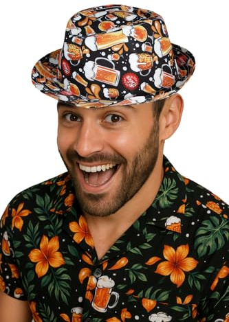 FIESTAS GUIRCA | Bierhut Gangster (Erwachsene Unisex) - Lustiger Hut für Junggesellenabschiede, Kostümpartys und Feiern - Partyzubehör für Halloween und Karneval - Mehrfarbig