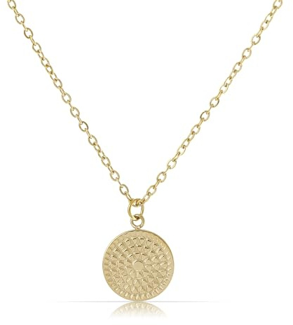 Made by Nami Mandala Halskette Damen Gold mit Sonnen Anhänger aus Chirurgischem Edelstahl 40 + 5 cm Boho Kette Damen Hypoallergen & Wasserfest Sommer Schmuck