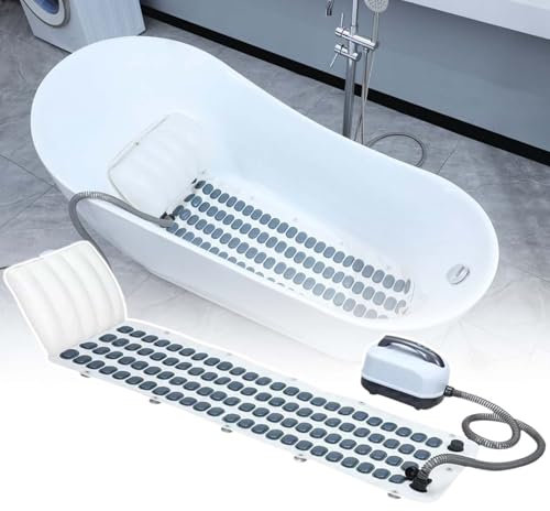 HCAUYNN Tappetino Massaggiante Elettrico per Vasca Idromassaggio, Regolabile A 6 velocità, con Cuscino Gonfiabile, Compatibile con Vasche da Bagno di Varie Dimensioni,114cm