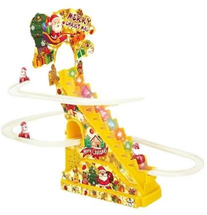 Oshhni Santa Weihnachts-Rutschspielzeug-Set, Weihnachtsmann-Kletterleiter mit LED-Licht, Musik-Rutschspielzeug für Kinder, Weihnachtsdekoration für Wohnzimmer, Schaufenster, Eingang, Gleb