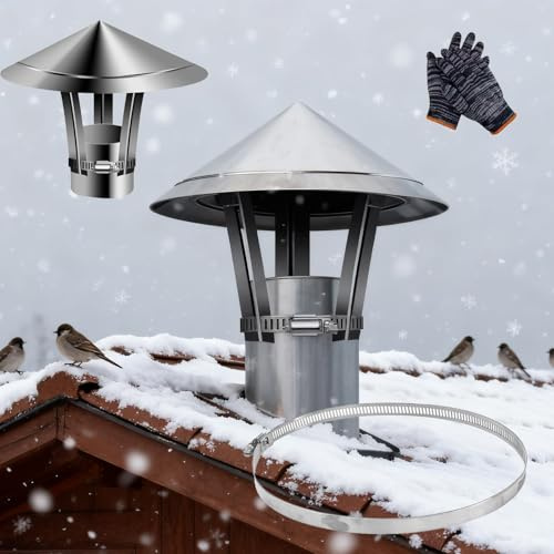 Chapeau de pluie de toit,70/80/90/100/150mm Chapeau cheminée en acier inoxydable 201, couvercle de cheminée de Protection Contre la Pluie et la Neige hotte d'aération pour Conduit(60 mm/2.36 in)