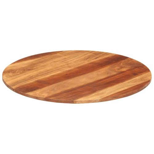 Mandloder Tischplatte Massivholz Akazie Rund 70 cm, 15-16 mm Stärke, Honigbraun Finish, Robuste Holz Tischplatte für Esstische, Restaurants, Cafés