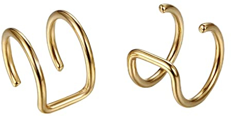Flongo Ohrklemme ohne Loch Ohrringe Ohrstecker Ohrclip Fake Plug Fakeplugs Captive Ring Ohrpiercing Helix Cartilage Knorpel Piercing Gold Golden Herren, Damen