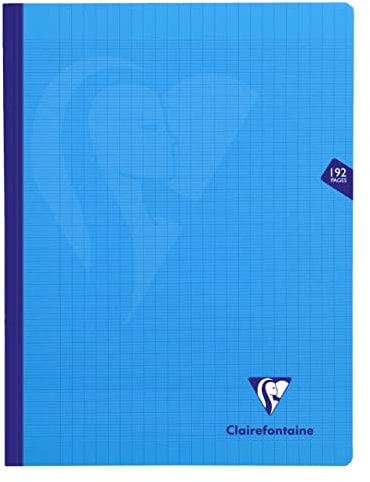 Clairefontaine 329341C Un Cahier Brochure Cousu Fil Mimesys Bleu - 24x32 cm - 192 Pages Grands Carreaux - Papier Blanc 90 g - Couverture Polypro