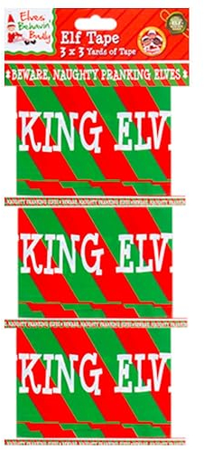 Elves Behaving Badly Festliches bedrucktes Klebeband mit Elfen-Design in Rot, Grün und Weiß, 2,74 m x 8 cm (3 Stück) – Premium-Qualität & auffälliges Design – perfektes Basteln