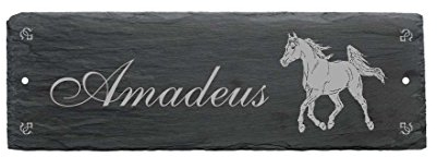 Pferd Araber Schild Schiefer Stalltafel mit Wunschname Schiefertafel Türschild 22x8cm | Dekolando