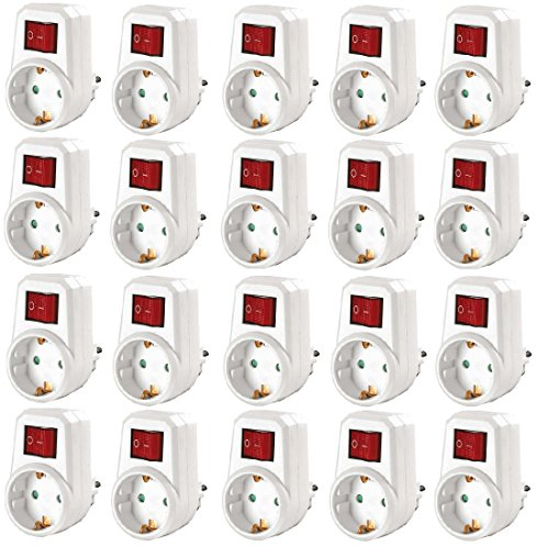 Heitech 20er-Pack Zwischenstecker mit Netzschalter 2-polig Tüv/GS-Zeichen
