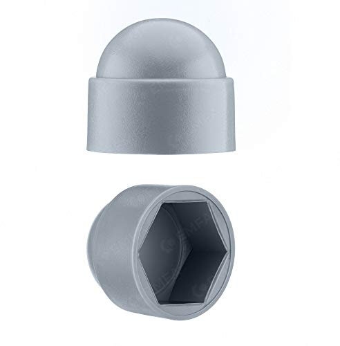 EMFA Abdeckkappen für Schrauben und Muttern M6 - Schlüsselweite 10 | Grau Kunststoff Sechskant Schutzkappen - 25 Stück