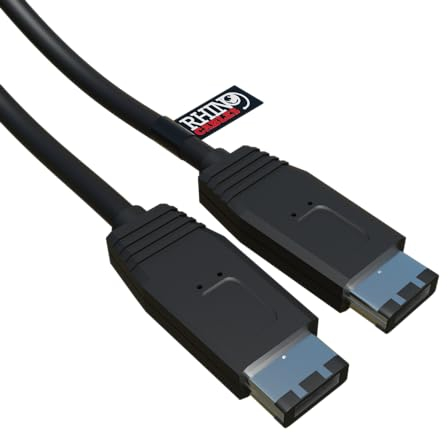 rhinocables Firewire Kabel Premiumqualität IEEE 1394 DV Für Mac, PC, Video und Camcorder Vollständig geformtes Ende Steckers Schwarz (1 m, 6 Polig zu 6 Polig)