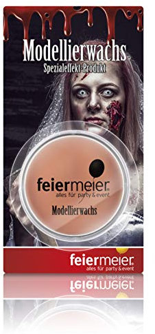 feiermeier® Modellierwachs 16g Beige – Profi Spezialeffekt-Wachs für Halloween, Theater, Film & Cosplay – Ideal zum Schminken von Wunden & Narben