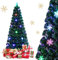 COSTWAY 180cm LED Künstlicher Weihnachtsbaum mit Glasfaser-Farbwechsler und Sternspitze, Tannenbaum PVC Nadeln, Christbaum ideal für Zuhause, Büro, Geschäfte und Hotels, Grün (180cm)