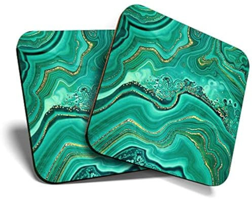 Great Coaster Untersetzer, quadratisch, glänzend, für jeden Tisch, Grün, Achat, Marmor-Effekt, Farbe #21830