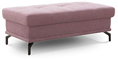 Cavadore Sitzhocker Castiel / Moderner Polsterhocker mit Füßen in Satin-Optik / 138 x 48 x 71 / Webstoff, Flieder-Rosa