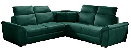 Ecksofa mit Schlaffunktion mit Bettkasten Couch L-Form Polstergarnitur Wohnlandschaft Polstersofa mit Ottomane Couchgranitur - MARICO (Dunkelgrün (Monolith 37))