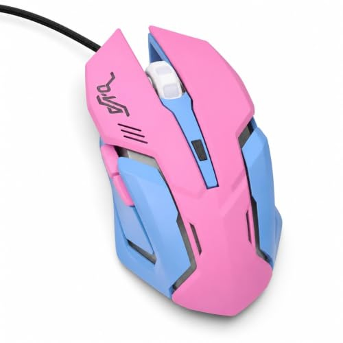 Byged Ratón para Juegos con Cable LED de Estilo D.VA Rosa, 3200 dpi, Ratones Ergonómicos Cómodos de Alta Sensibilidad para y Mac